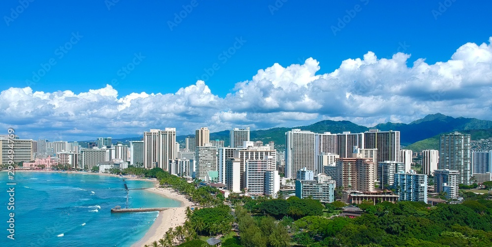 Aerial view of Waikiki Beach Hawaii