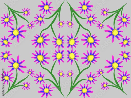 floral pattern. flowers and stems are colorful. flat style illustrations. suitable for background etc.