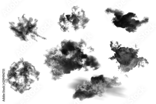 set clouds isolated on white background,Textured Smoke,Brush clouds,Abstract black