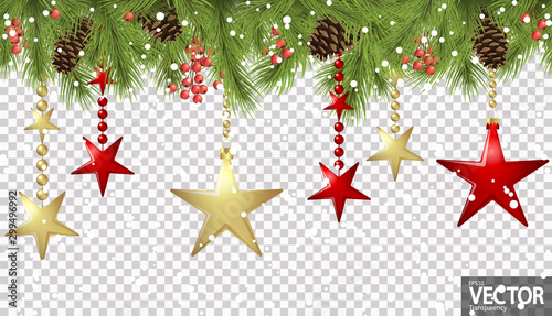 seamless christmas stars concept with fir branches
