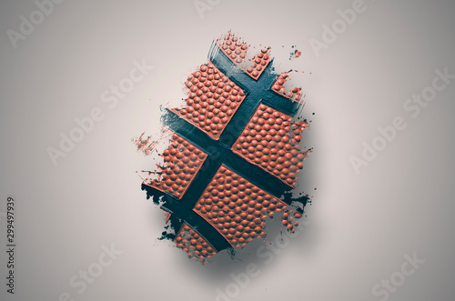 Basketball banner background. Abstract basketball paintbrush background with copy space. © NatasaAdzic