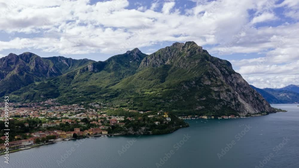 Aerial Time Lapse In Motion Or Hyperlapse Mountains On Lake Como, Lecco, Italy Aerial Time Lapse In Motion Or Hyperlapse Mountains On Lake Como, Lecco, Italy