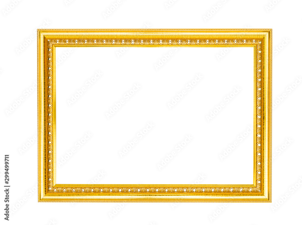 antique golden picture frame isolated on white background,clipping path antique golden picture frame isolated on white background,clipping path