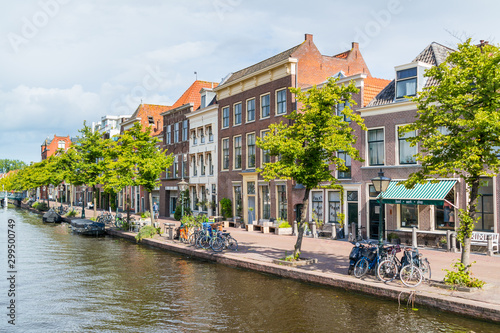 Canal quay in Leiden, Netherlands