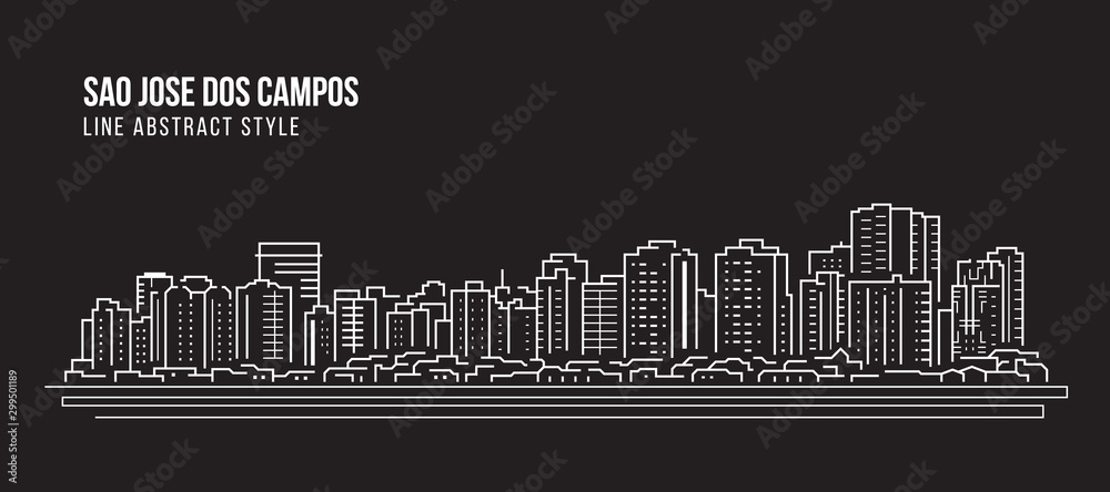 Cityscape Building panorama Line art Vector Illustration design - Sao Jose dos Campos city