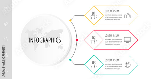 Vector infographic flat template. Circle with 3 rhombus and label. Used for three diagrams, graph, flowchart, timeline, marketing, presentation, workflow, web