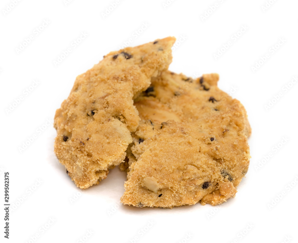 broke piece of butter cookies isolated on white background broke piece of butter cookies isolated on white background