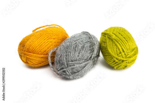 colored skeins of yarn isolated