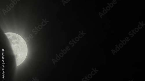 White Shining Moon Background, Seamless Loop. Ideal For Your Astrology / Astronomy Projects. High-Quality Animation, 4K, 60fps. photo