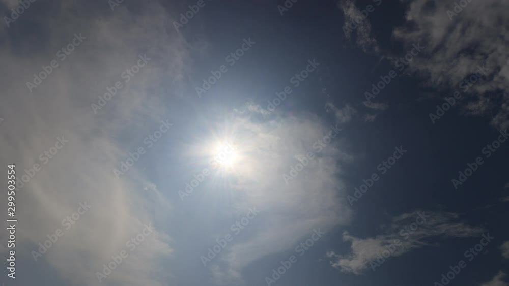 Time lapse of sun and clouds moving across sky 