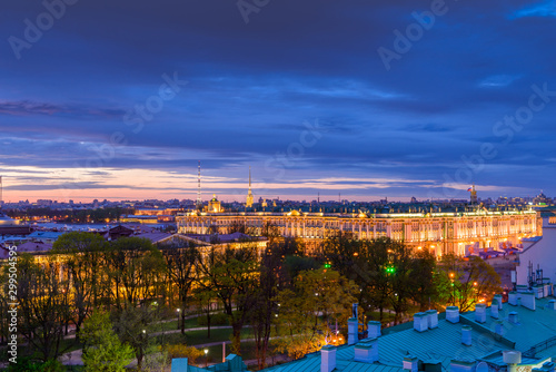 Saint-Petersburg view of the Palace Square from the roof of the house. City landscape