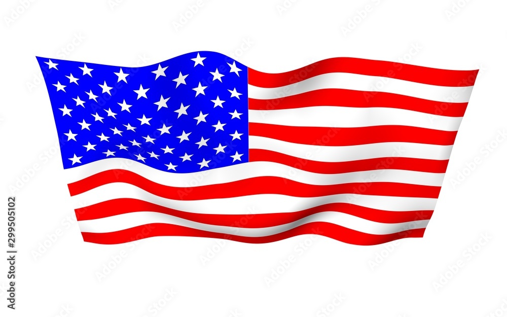 Waving flag of the United States of America. Stars and Stripes. State symbol of the USA. 3D illustration Waving flag of the United States of America. Stars and Stripes. State symbol of the USA. 3D illustration