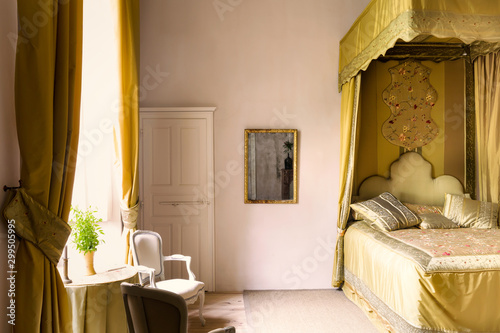 Konstfotografi Canopy bed in French chateau