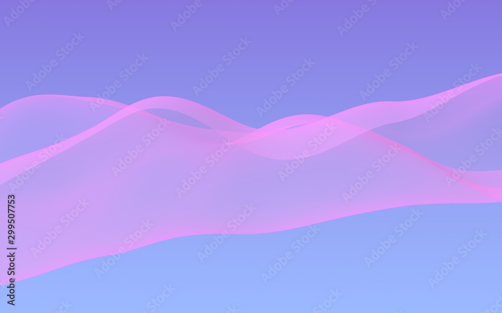 Pink wave on blue sky abstract background. Fluttering pink scarf. Waving on wind pink fabric. 3D illustration Pink wave on blue sky abstract background. Fluttering pink scarf. Waving on wind pink fabric. 3D illustration