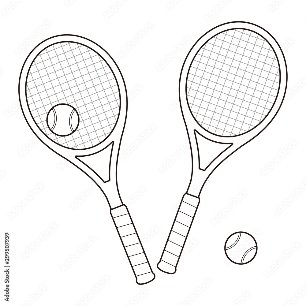 テニスラケットとテニスボールのセット ぬりえ ベクターイラスト Stock Vector Adobe Stock
