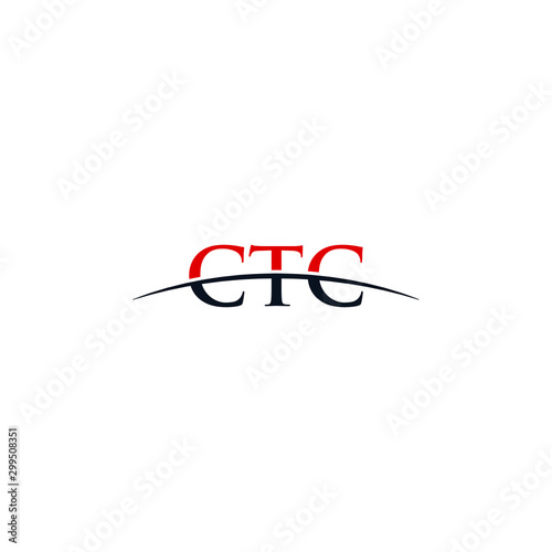 Initial letter CTC, overlapping movement swoosh horizon logo company design inspiration in red and dark blue color vector photo