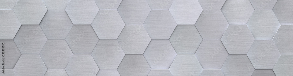 Hexagon Metal Background (Website Head) (3D Illustration) - obrazy, fototapety, plakaty 