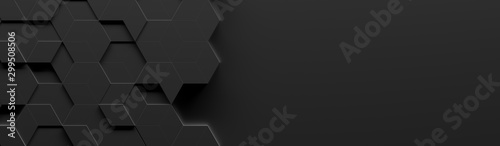 Black Wide Abstract Background With Copy Space (Website Head) (3D Illustration)