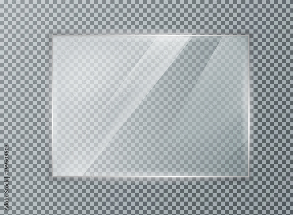 Vecteur Stock Glass plate on transparent background. Acrylic and glass ...