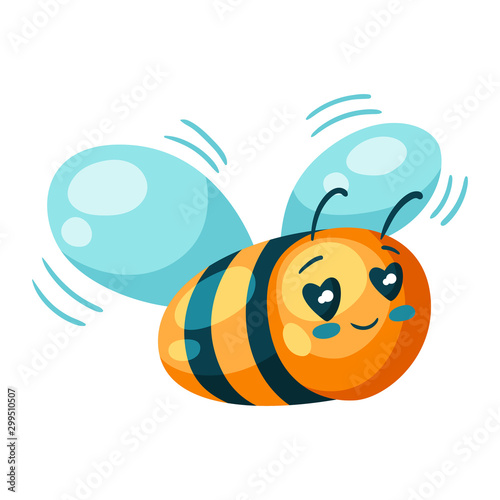Illustration of cute bee in love. Valentine Day symbol.