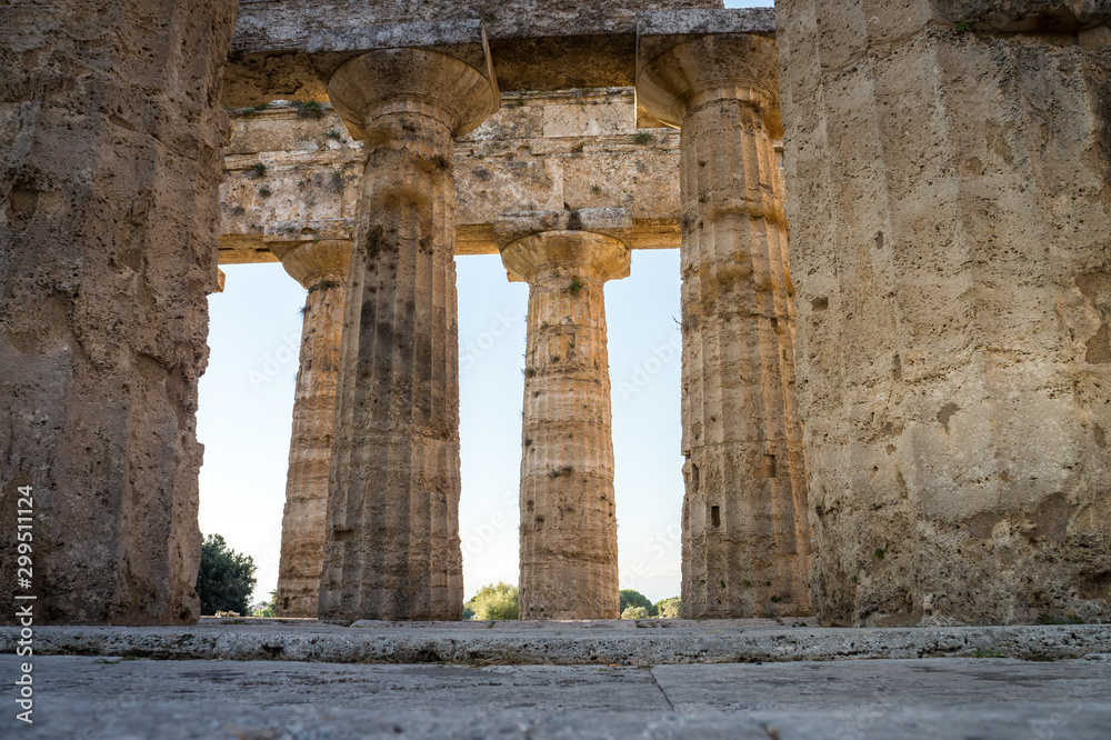 Classical greek temple at ruins of ancient city Paestum, Cilento, Italy Classical greek temple at ruins of ancient city Paestum, Cilento, Italy