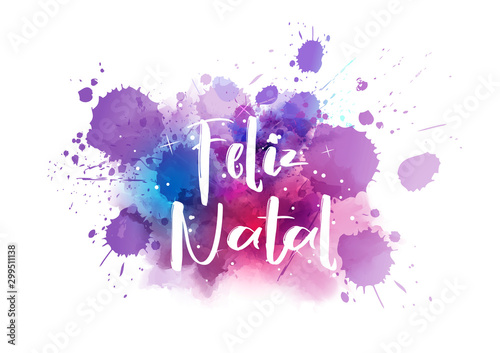 Feliz Natal holiday watercolor background