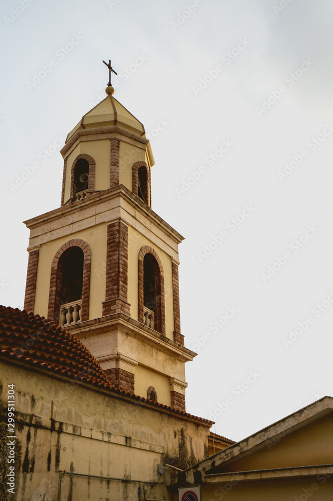 bell tower of the church of Santa Maria di Castellabate. Italy