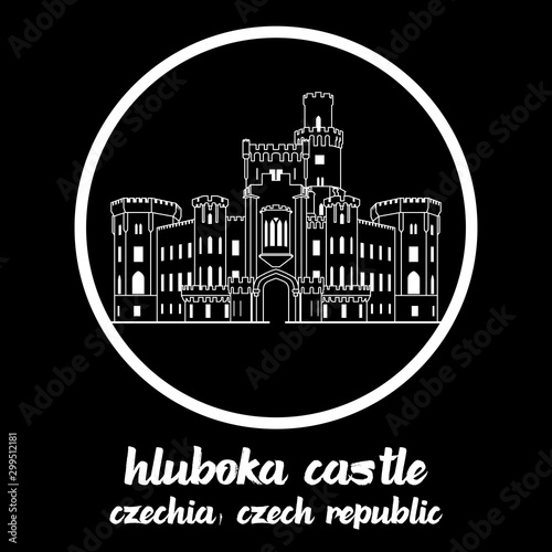 Circle icon line Hluboka Castle . vector illustration