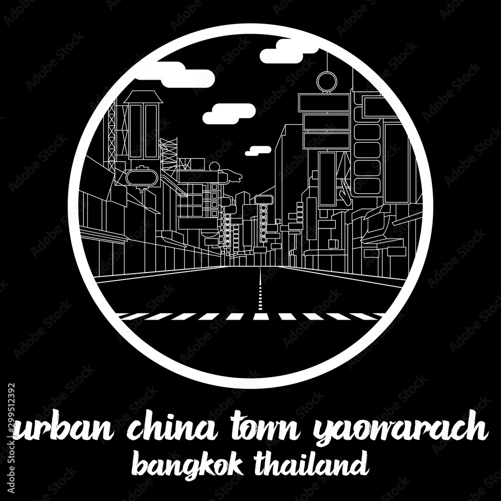 Circle icon line Urban China Town Yaowarach. vector illustration