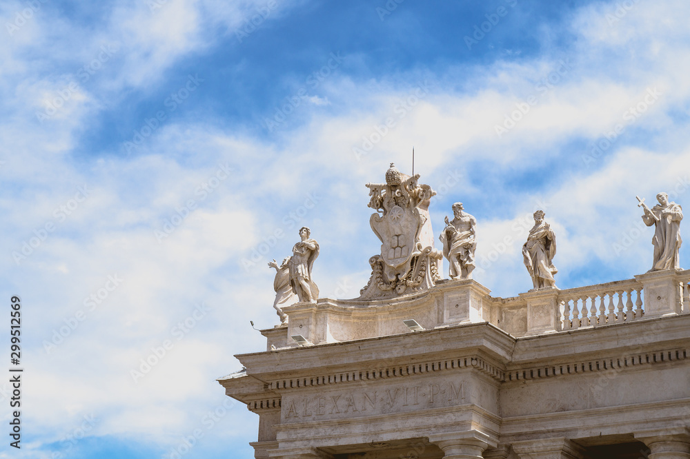 Details of the facade of the Basilica of St. Peter in Rome Vatican City