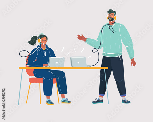 People work and calling online.