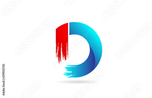 D blue red alphabet letter with grunge brush pattern for company logo icon design Free Download D blue red alphabet letter with grunge brush pattern for company logo icon design - GFXLoad