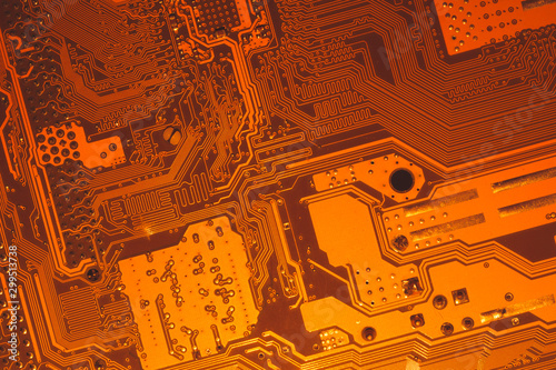Electronic circuit board abstract background. computer motherboard close up. micro elements of computer. Intelligent technology