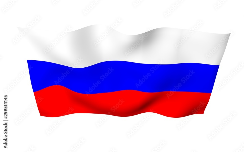 Waving flag of the Russian Federation. The National. State symbol of the Russia. 3D illustration Waving flag of the Russian Federation. The National. State symbol of the Russia. 3D illustration