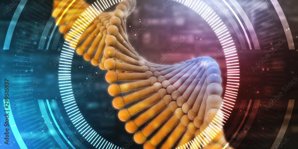 3d render of dna structure, abstract background - obrazy, fototapety, plakaty 
