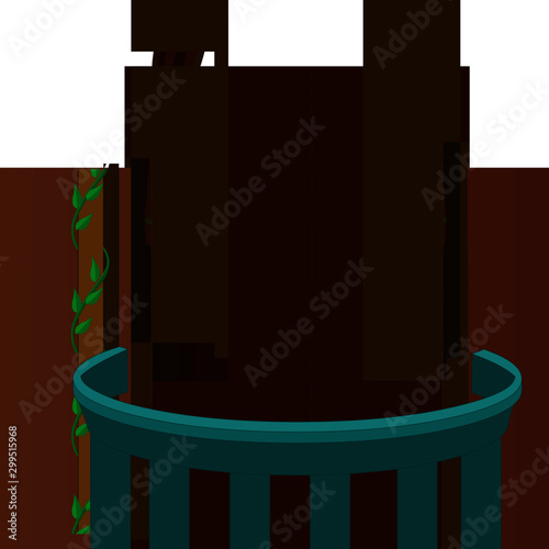 Door Balcony - Cartoon Vector Image