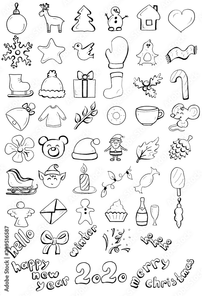Cristmas set with 50 items, isolated clipart Cristmas set with 50 items, isolated clipart