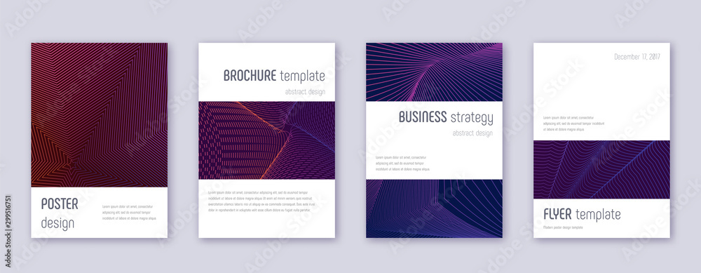 Minimalistic brochure design template set. Violet 