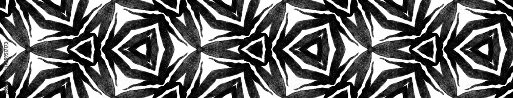 Obraz premium Black and white tropical Seamless Border Scroll. G
