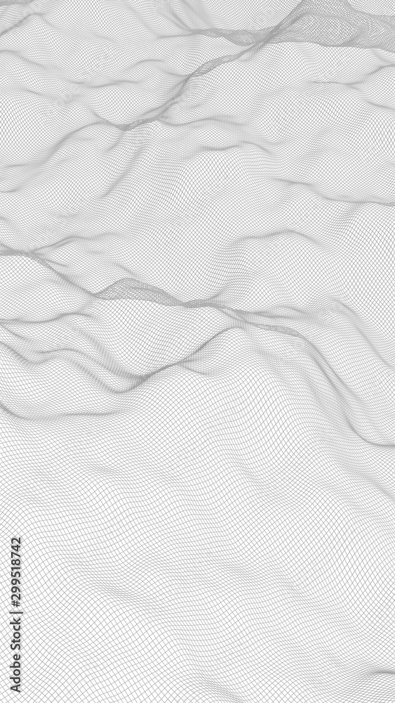 Abstract landscape on a white background. Cyberspace grid. hi tech network. 3d illustration Abstract landscape on a white background. Cyberspace grid. hi tech network. 3d illustration