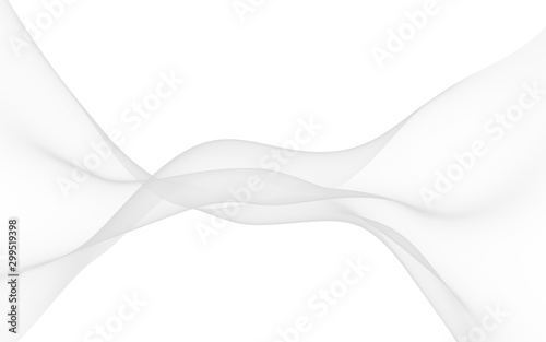 White abstract background. Fluttering white scarf. Waving on wind white fabric. 3D illustration