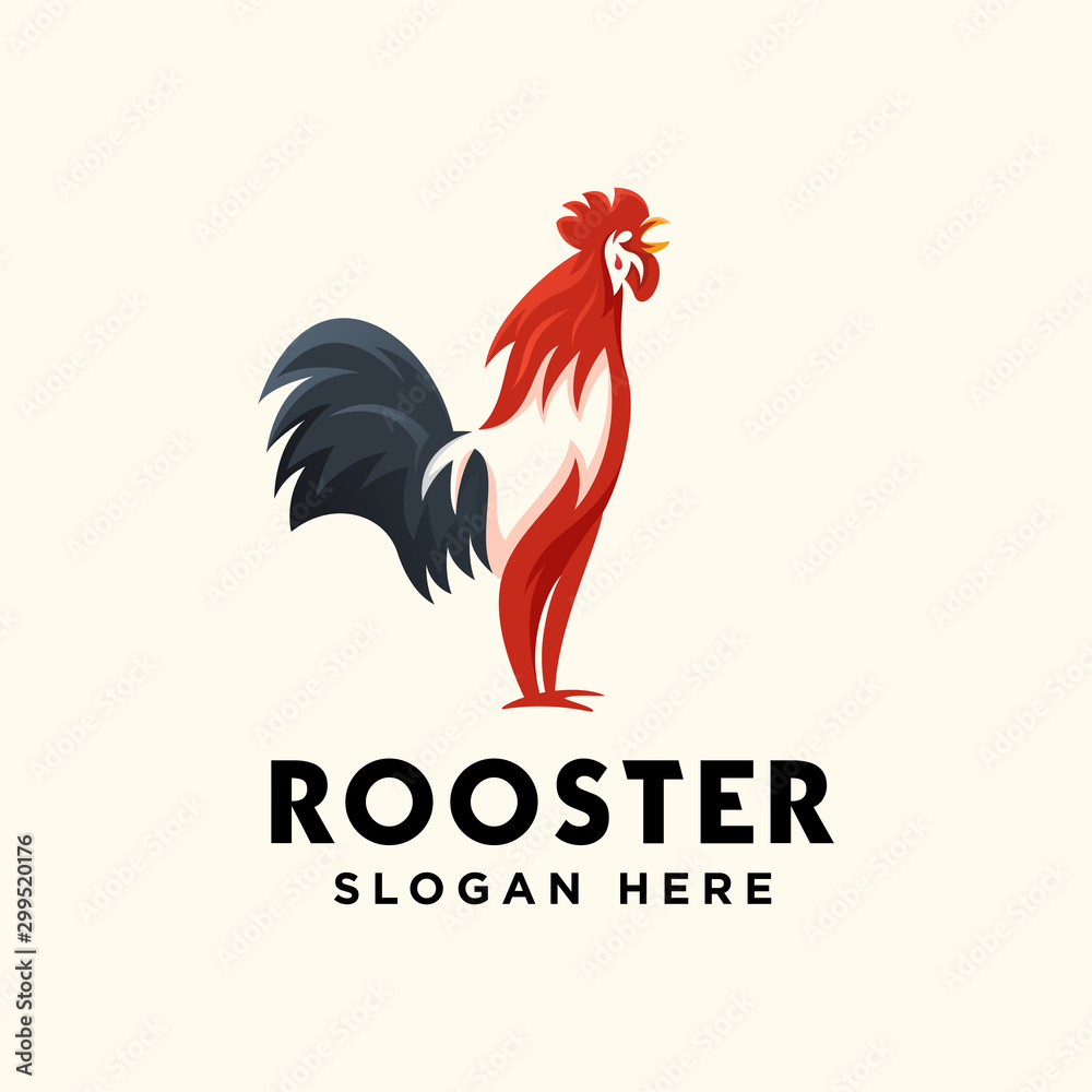 Rooster Logo Design Red Rooster Logo Food Rooster Logo Stock Vector
