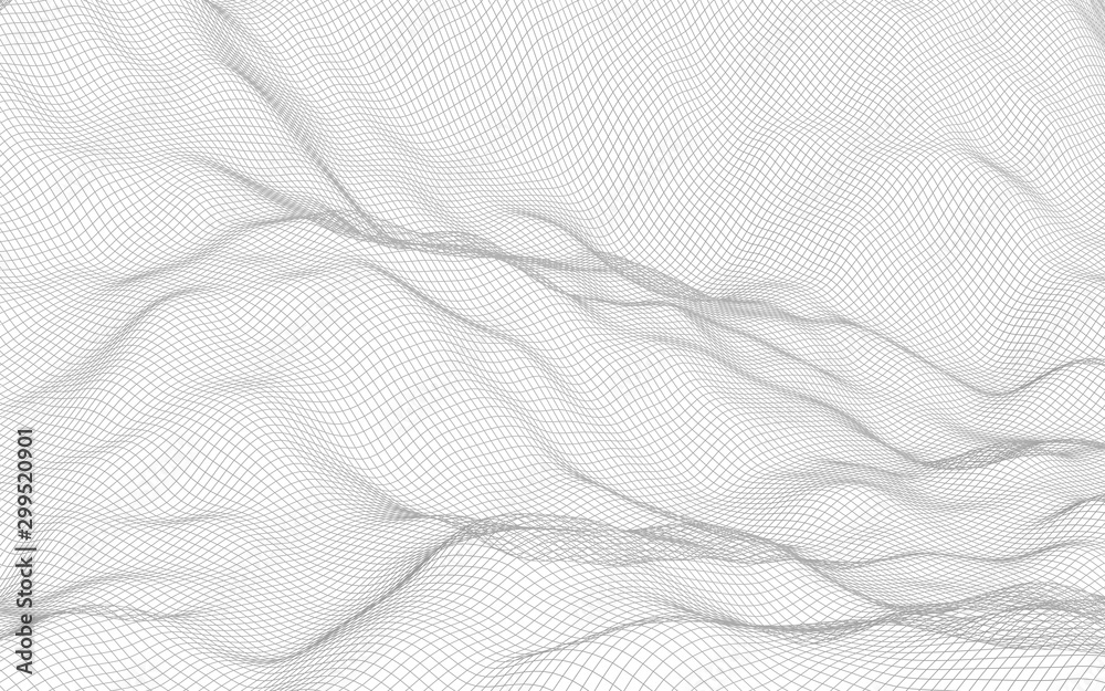 Abstract landscape on a white background. Cyberspace grid. hi tech network. 3d illustration Abstract landscape on a white background. Cyberspace grid. hi tech network. 3d illustration
