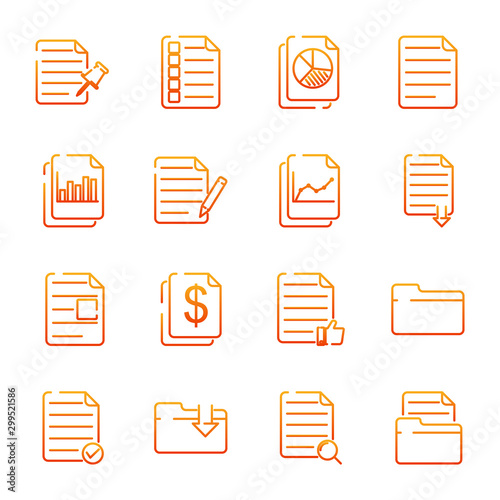 Document web set icon template color editable. Document auditing web pack symbol vector sign isolated on white background illustration for graphic and web design.