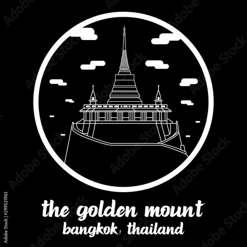 Circle icon line The Golden Mount. vector illustration
