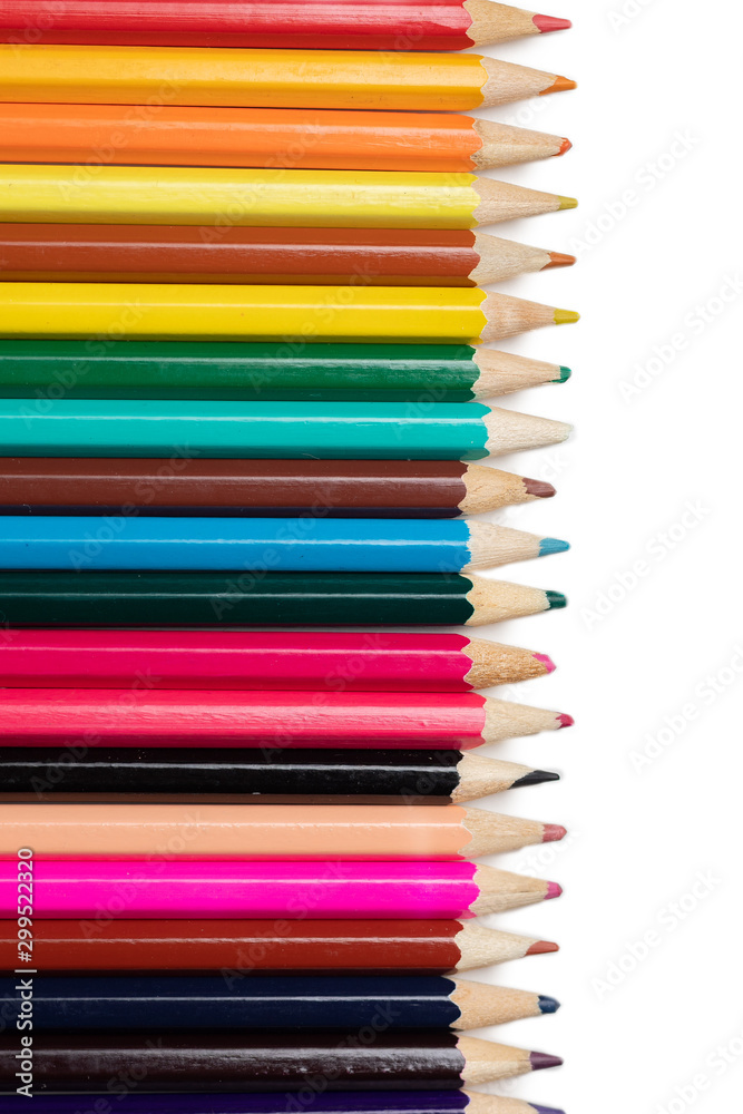 many color pencils isolated on white background. design layout. many color pencils isolated on white background. design layout.