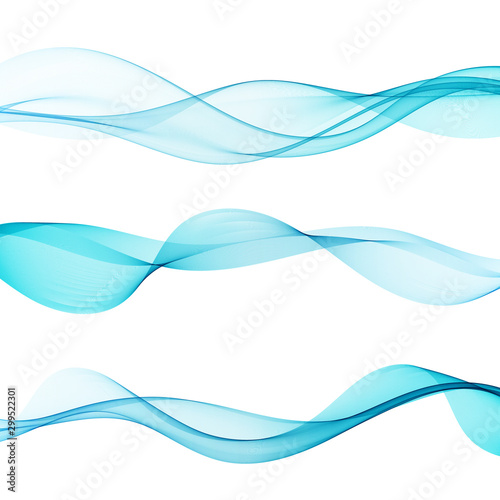  Elegant waves. Abstract background of blue wavy lines. Design element