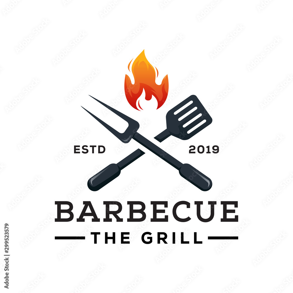 barbecue the grill logo template , restaurant bbq logo vector de Stock