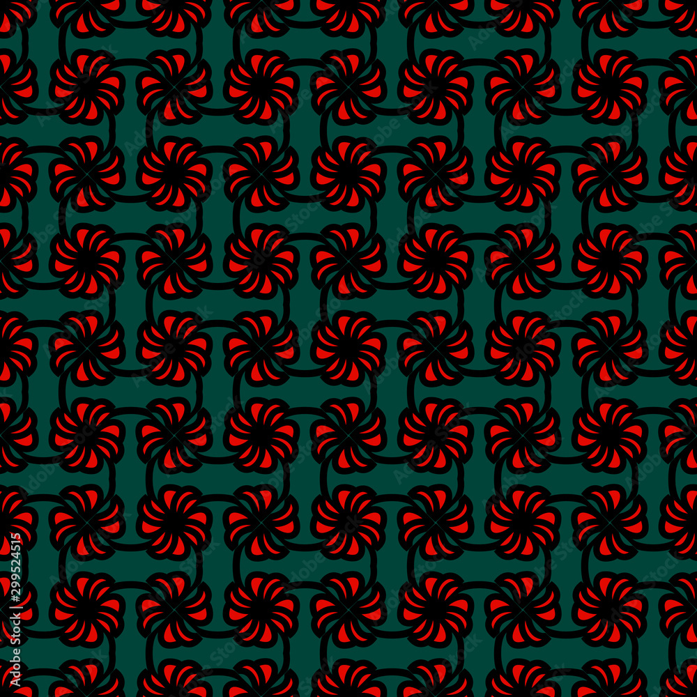 Bright seamless pattern with floral geometric elements.