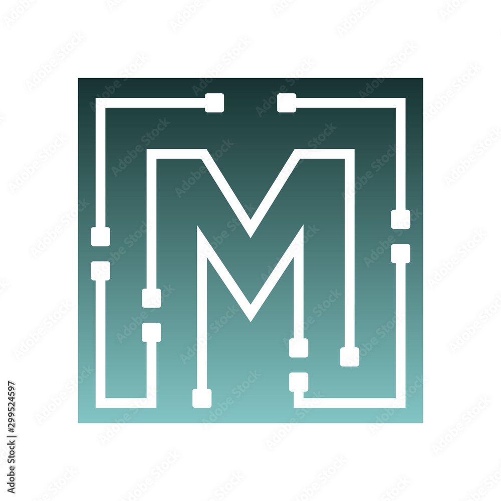 Logo design of M in vector for technology Logo design of M in vector for technology
